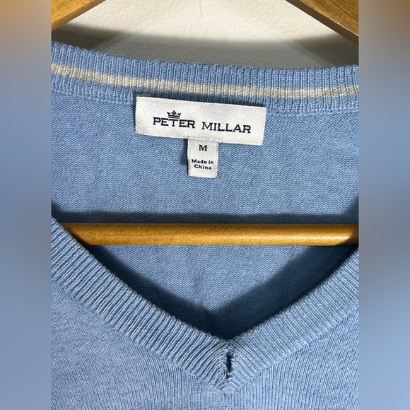 Peter Millar Pima Cotton Cashmere Blend Golf Sweater Quiet Luxury Light Blue M - Picture 2 of 10
